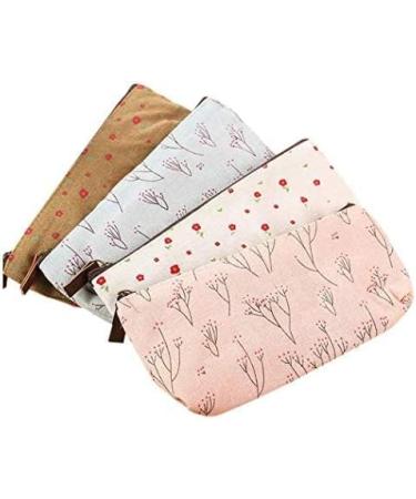 Countryside Flower Floral Makeup Bag Set - 4 Pcs Multi-functional Zipper Pencil Pen Cases and Coin Purse - Buy Online on GoSupps.com