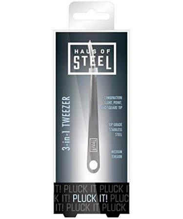 Haus of Steel Pluck It Men's 3-In-1 Tweezer 1.5 Ounce