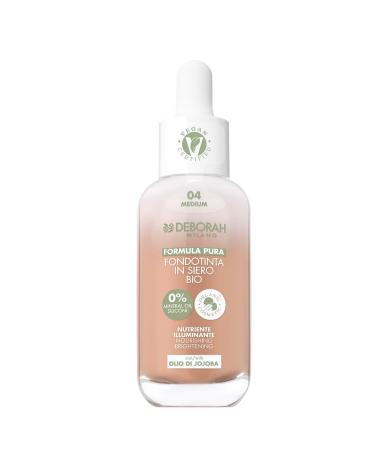 DEBORAH Deborah Milan - Pure Formula Organic Serum Foundation No. 04 Medium with a blend of organic oils SPF 20 fluid and lightweight texture for an even complexion and a no-makeup effect