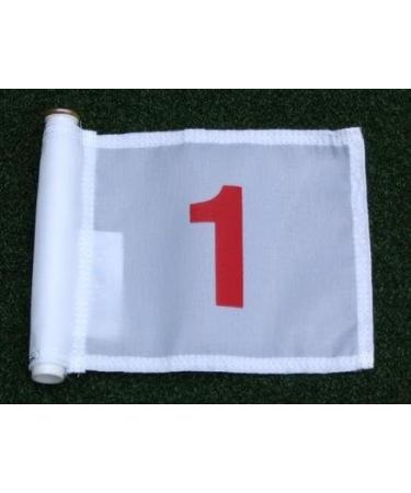 Red Numbered Golf Pin Marker Flag Set - Numbers 1-5 on White Jr. Flag for Putting Green - 400 Denier Fabric - Buy Online on GoSupps.com