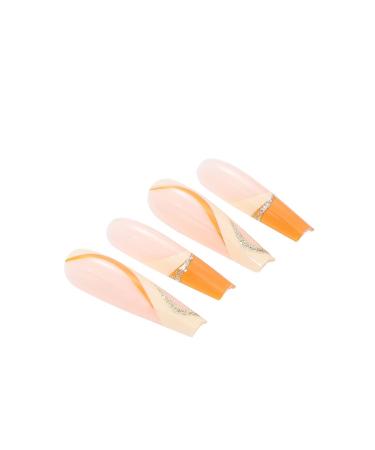 Buy Vatocu Long French Ballerina Coffin False Nails - Orange Acrylic Press-On Nails for Women (24 Pieces) - International Shipping Available - Buy Online on GoSupps.com