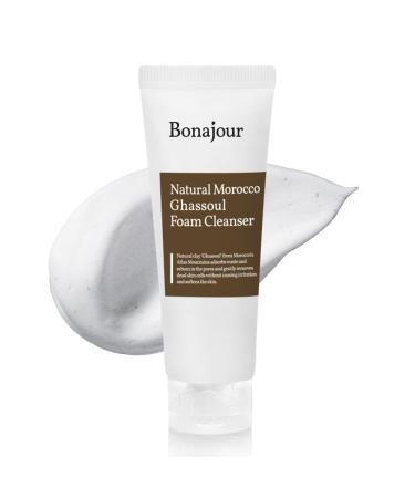 BONAJOUR Natural Morocco Ghassoul Foam Clenser for Daily Face Washing Remove make-up & Pore tightening 5.29 Fl. Oz