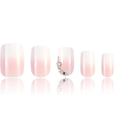 24Pcs Press On Nails - Short Square Fake Nails with Glue Full Cover - False Nails Tips Set & DIY Tools - For Women Girls Removable False Nails Art (Gradient Rhinestones) - Buy Online on GoSupps.com