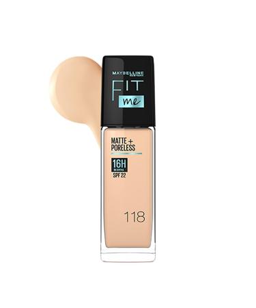 May'belline New York Liquid Foundation Matte Finish With SPF Absorbs Oil Fit Me Matte + Poreless 118 Light Beige 1.01 oz