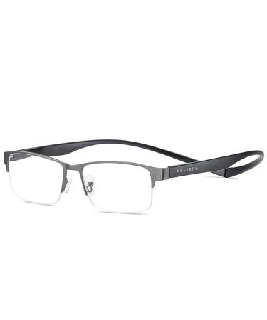 Added half-frame foldable magnetic closure Clip metal blue light filter Reading glasses for men and women anti-blue computer glasses gray 4.0 x