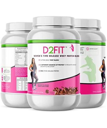 D2Fit Women's Time Release Whey Protein Blend - 4 Sources of Protein, Chocolate - 2.2 lb. (990g) - Buy Online on GoSupps.com