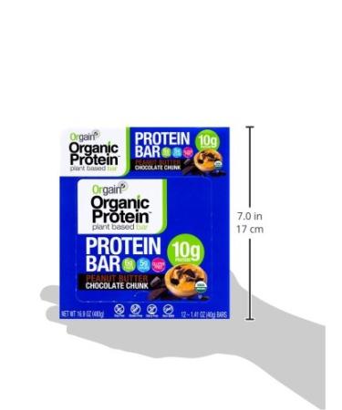 Orgain Organic Plant-Based Protein Bars - Peanut Butter Chocolate Chunk 12 Pack (1.41 oz Each) - Buy Online on GoSupps.com