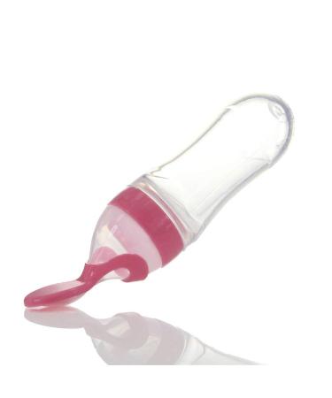 Squeeze Bottle Spoon Baby Feeding Set - 90ml Pink | Silicone Dispensing Feeder for Infant, Newborn & Toddler - Buy Online on GoSupps.com