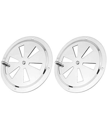 Surmeny Marine 2 Pack of 4 inch Cabin Ventilation Plate Vent Butterfly Air Vent Gill Plate with Side Knob 316 Stainless Steel for Marine Boats Accessories - Round