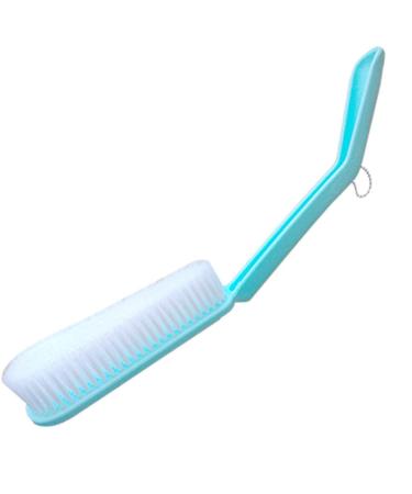 Kangwell Long Handled Scrub Brush for Shower Easy Reach Anti-Slip Handle Body Brush Long Curved Bath Brush for Elderly Bath Aids and Shower (Blue)