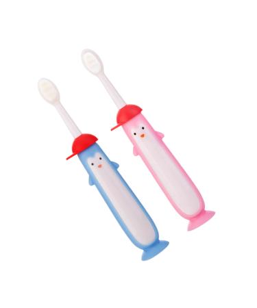 FRCOLOR Teething Toy For Babies 2pcs Toothbrush Children's Supplies PP With Suction Cup Travel Accessories Manual Toothbrush