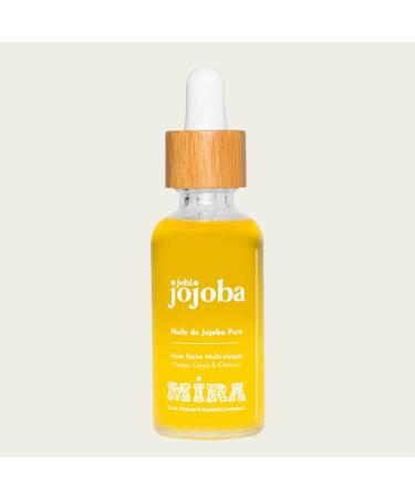 Mira Fair Trade Jojoba Oil 50 ml 100% Pure Natural Cold Pressed Glass Bottle + Bamboo Pipette Multi-Purpose Jojoba Oil for Hair Face Body Natural Jojoba Oil Vegan