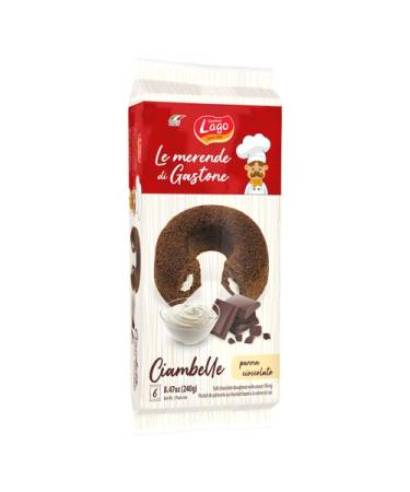 Italian Gourmet E.R. Gastone Lago Ciambella Panna e Cioccolato Chocolate donuts with cream filling Lot of 240 g each pack contains 6 donuts of 40 g