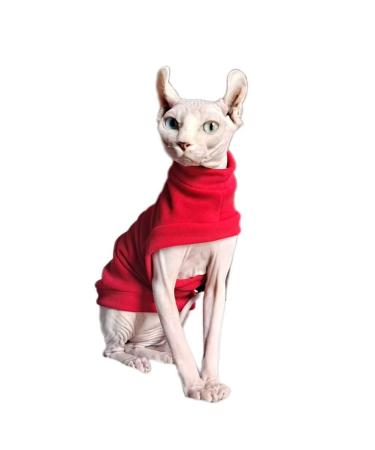 Pavel Korchagin Hairless Cats Winter Clothes Sweatshirt Sweater Sphynx Cat Cold Weather Pullover Warm Vest S Red