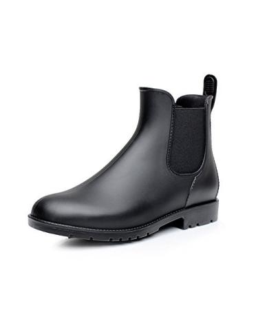 Colorxy Women's Ankle Rain Boots Waterproof Chelsea Booties Short Rain Shoes for Women 8.5 Black