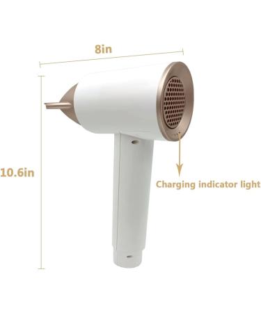 Cordless Hair Dryer 300W Rechargeable Blow Dryer 3 Heating/Speed & Cold Settings Portable Wireless Hairdryer for Travel Outdoor Home Contain 2 Nozzle - Buy Online on GoSupps.com