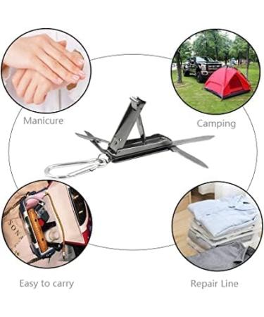 5in1 Multi Tool: Nail Clippers, Nose Hair Scissors, Nail Files, Knife, Screwdriver Key Chain - Ideal for Travel, Fishing, Hiking, Camping - Buy Online on GoSupps.com