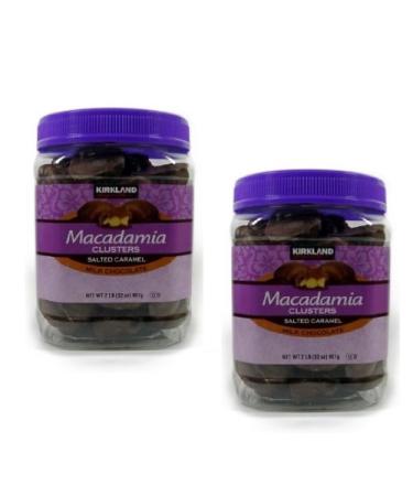 Kirkland Signature Macadamia Clusters Salted Caramel Milk Chocolate JAR - 2 Pack of 2 Lb (32 Oz) Each JAR