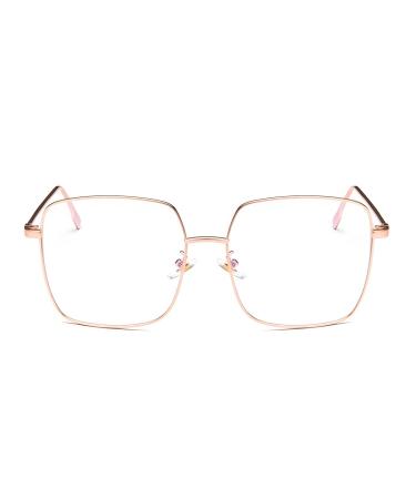 Tofox anti -flasy glasses rectangular vintage metal unisex transparent lentils blue light filter for computer/smartphones/tablets color2