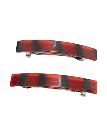 2pcs Large Rectangular French Design Hair Barrette Clips Pins Grips Smooth Elegant Womens Girls Hair Clip Slides Accessories Length 8CM (2pcs Brown)
