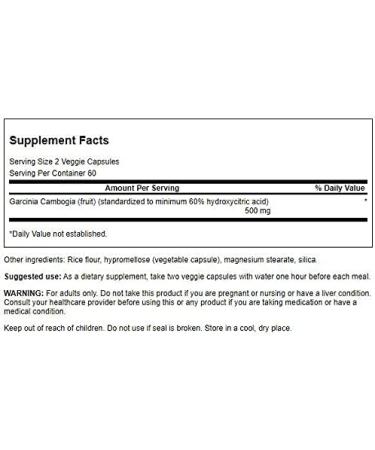 Swanson Garcinia Cambogia 250mg 120 Veg Caps - Natural Weight Loss Support - Buy Online on GoSupps.com