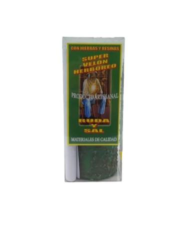 Rue Candle and Salt Cleansing Energy Protection Herbs Essential Oils and Green Resins