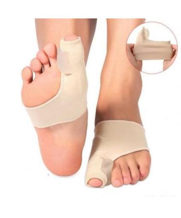 2 Pack Hallux Valgus Correction Bandage with Gel Pad - Elastic Bunion Sleeve for Pain Relief | Beige Orthopedic Support - Buy Online on GoSupps.com