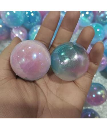 4cm Natural Pink Blue Electroplated Selenite Quartz Cat Eyeball Gypsum Crystal Ball s - Buy Online on GoSupps.com