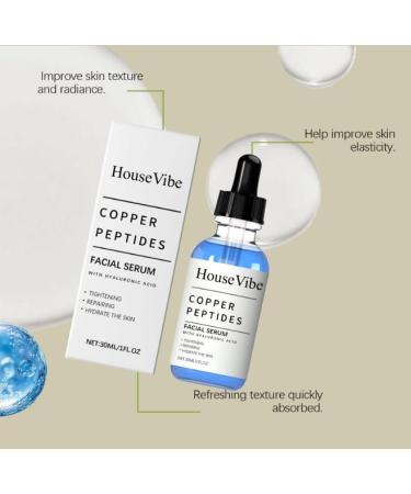 HouseVibe Copper Peptides Serum for Face - with GHK-Cu and Hyaluronic Acid - Anti-Aging Facial Serum - 1 Fl Oz (pack of 1) - Buy Online on GoSupps.com