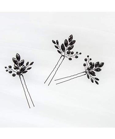 Kercisbeauty Wedding Black Crystal Hair Pins - Bridal Bridesmaid Headpiece Set - Buy Online on GoSupps.com