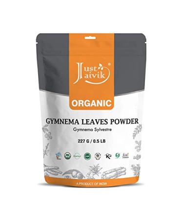 100% Organic Gymnema Leaf Powder (0.5 lb / 227g / 08 oz) by Just Jaivik | Raw, Gluten-Free & Non-GMO - Certified Organic Under NPOP and NOP Standards
