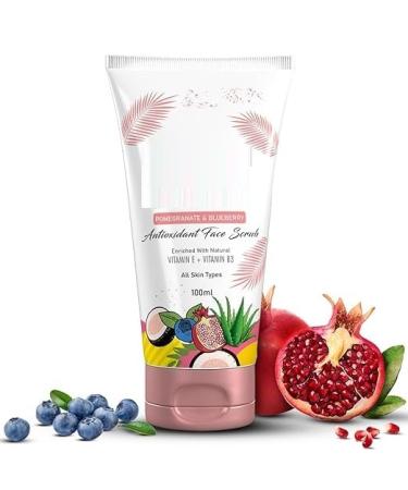 Antioxidant Face Scrub Enriched With Pomegranate Blueberry Extracts Vitamin E & Vitamin B3 Suitable For All Skin Types 100 Ml