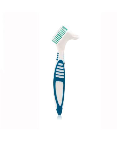 Green Double Bristle Head Denture Brush Portable Cleaning Brush False Teeth Brushes 1 Piece Green