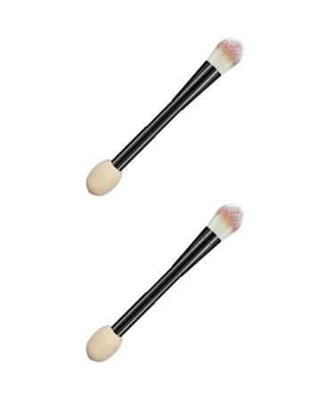 FRCOLOR 2pcs Double-ended Makeup Brush Fluffy Makeup Double Ended Makeup Brush Sponge Foundation Brush Beauty Concealer Brush Sponge Plastic Makeup Blending Brush Non Latex 19X2.5CMx2pcs As Shownx2pcs
