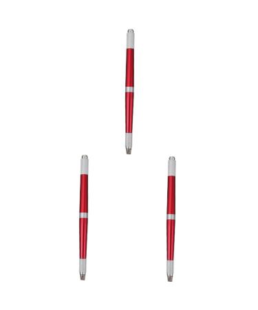 Didiseaon 3pcs Makeup Professional Embroidered Manual Aluminium Make Pen Alloy Eyebrow Supply Permanent 14.2x0.9cmx3pcs Redx3pcs