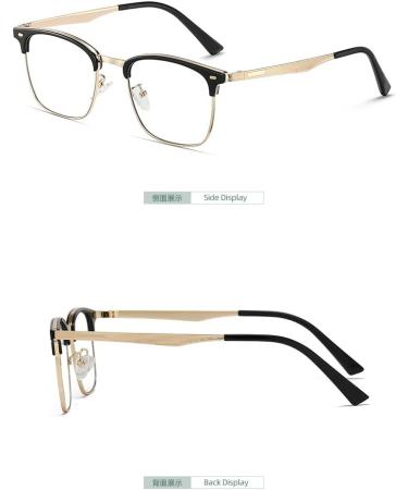 Stylish Blue Light Blocking Glasses for Women & Men - Gold-Black Square Metal Frame UV Protection 53mm - Perfect for Reading & Computer Use - Buy Online on GoSupps.com