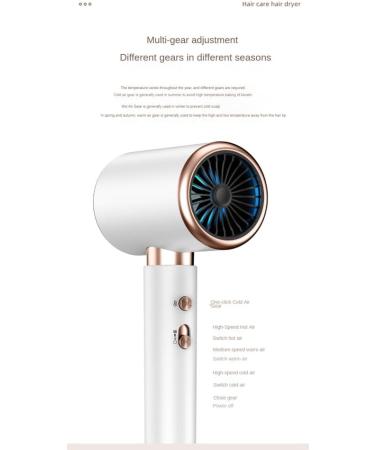Srutueo US Plug Hair Dryer Strong Powered Hot Cold Wind Hair Dryer 1500W 5-Step Hair Dryer Easy to Use - Buy Online on GoSupps.com