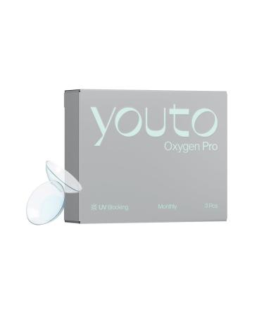 Youto Oxygen per monthly lenses 3 pieces BC 8.7 mm dia 14.0 mm contact lenses soft silicone hydrogel for a high with UV protection & continuously high moisture content -3.50 dioptries