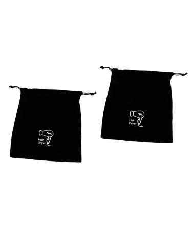 BIUDECO 2pcs Flannel Hair Dryer Bag Hair Dryer Drawstring Bag Hair Tool Travel Bag Drawstring Pouch Black