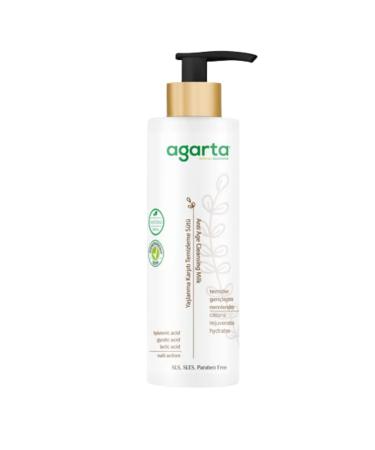 Agarta Gentle Cleansing Milk with Hyaluronic Acid Botanical Face Cleanser for Daily Care Vegan Clean Formula 7.6 fl oz