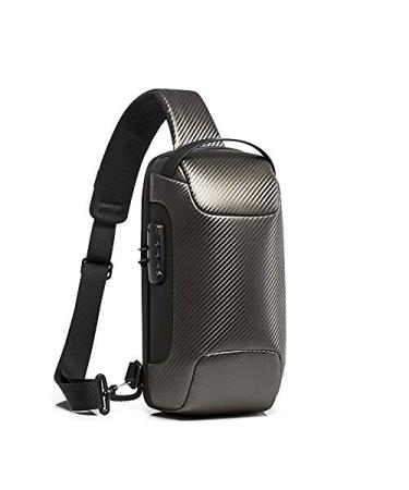 OZUKO Anti Theft Sling Bag Shoulder Crossbody Backpack Casual Daypack Outdoor Waterproof Chest Bag with USB Charging Port Grey