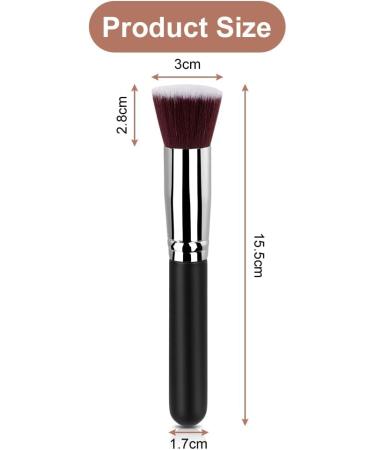 AOOWU Foundation Brush Premium Makeup Brush for Liquid Makeup Flat Top Foundation Brush Concealer Brush Multifunctional Face Brush for Liquid Cream Blending Buffing Powder Cosmetics 1 pcs - Silver black - Buy Online on GoSupps.com
