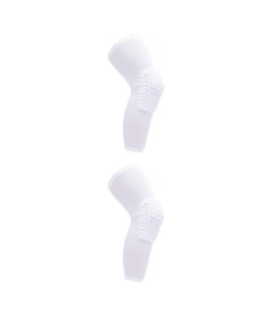 Unisex Knee Brace - Lengthened Anti-Collision Compression Sleeve for Basketball Football Tennis Running | Microfiber Fabric with Hex Cushion | M Size (160-175CM Height) - White - Buy Online on GoSupps.com