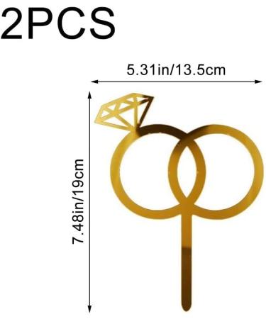 Wedding Cake Topper 2 Pcs Ring Cake Topper for Valentine's Day Engagement Bridal Shower Wedding Party Cake Decor Accessories - Buy Online on GoSupps.com