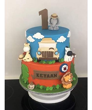 Personalised Giraffe Cake Topper - Edible Fondant Safari Jungle Cupcake Decorations with an Edible Glue - Kids Birthday Supplies - Buy Online on GoSupps.com
