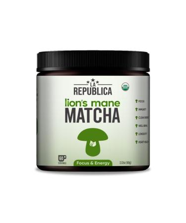LRLA SUPERFOODS La Republica Lion's Mane Matcha Powder (60 Servings) USDA Organic Japanese Green Tea with Lion's Mane Mushroom Extract Supports Mental Clarity and Focus USA Made