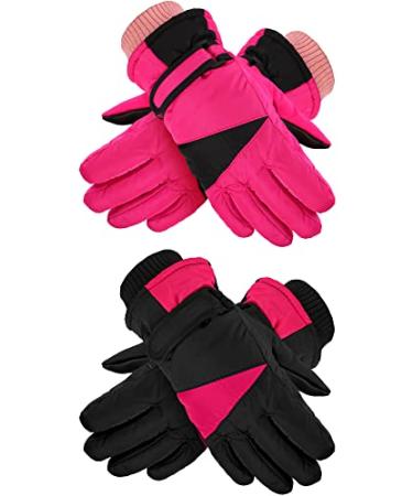 2 Pairs Kids Ski Gloves Winter Waterproof Gloves Children Warm Thick Full  Finger Mittens Snow Gloves