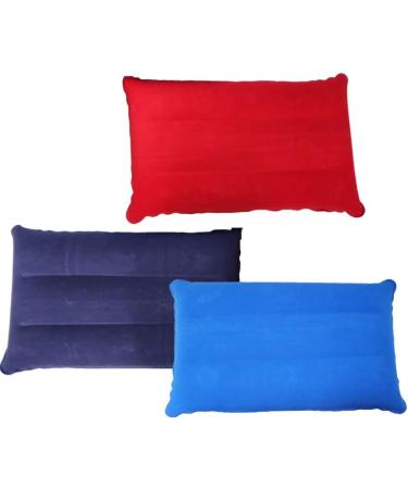 Ergonomic Inflatable Camping Travel Pillow for Neck & Lumbar Support - Flocked Fabric, Comfortable & Portable (Purple/Red/Royal Blue) - Buy Online on GoSupps.com