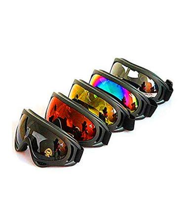 DPLUS Motorcycle Goggles - Glasses Set of 5 - Dirt Bike ATV Goggles Anti-UV 400 Adjustable Riding Offroad Protective Combat Tactical Military Goggles for Men Women Kids Youth Adult X400