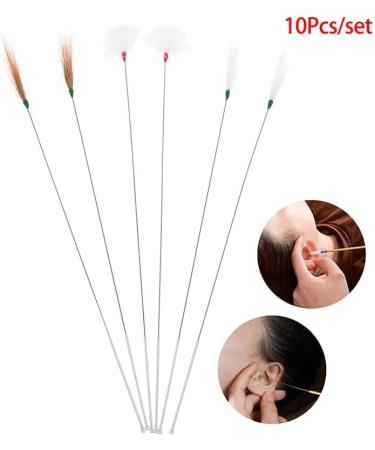 10Pcs Goose Feather Earpick Wax Remover Curette - Bamboo Handle Ear Cleaning Tools - Health Care (Color CC) - Buy Online on GoSupps.com